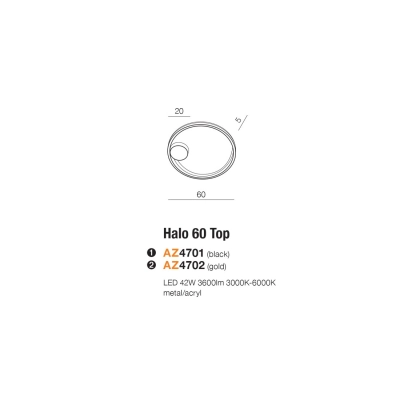 Plafon sufitowy  HALO 60 BK AZ4701 AZZARDO